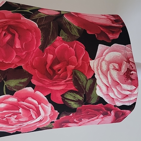 Enfocus Studio Red Black Floral Sheath Dress With Sheer Sleeve Bodycon Size 4 - Picture 5 of 12